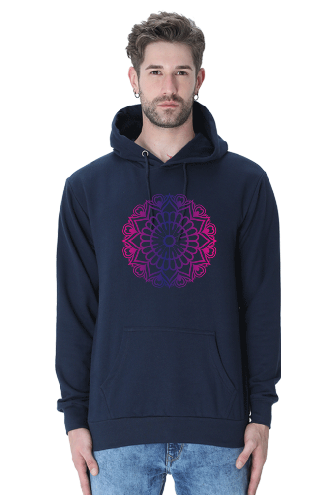 Purple Mandala Casual Hoodie Navy Blue