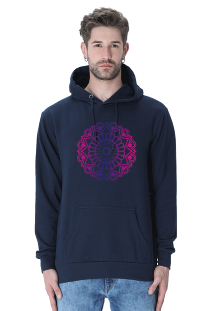 Purple Mandala Casual Hoodie Navy Blue