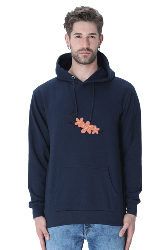 Sakura Unisex Casual Hoodie Navy Blue