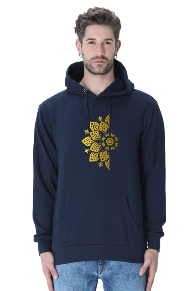 Golden Mandal Left Casual Hoodie Navy Blue