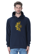 Golden Mandal Left Casual Hoodie Navy Blue