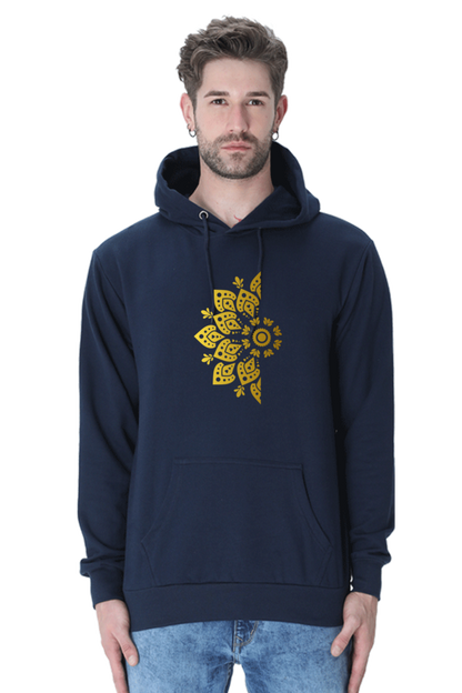 Golden Mandal Left Casual Hoodie Navy Blue