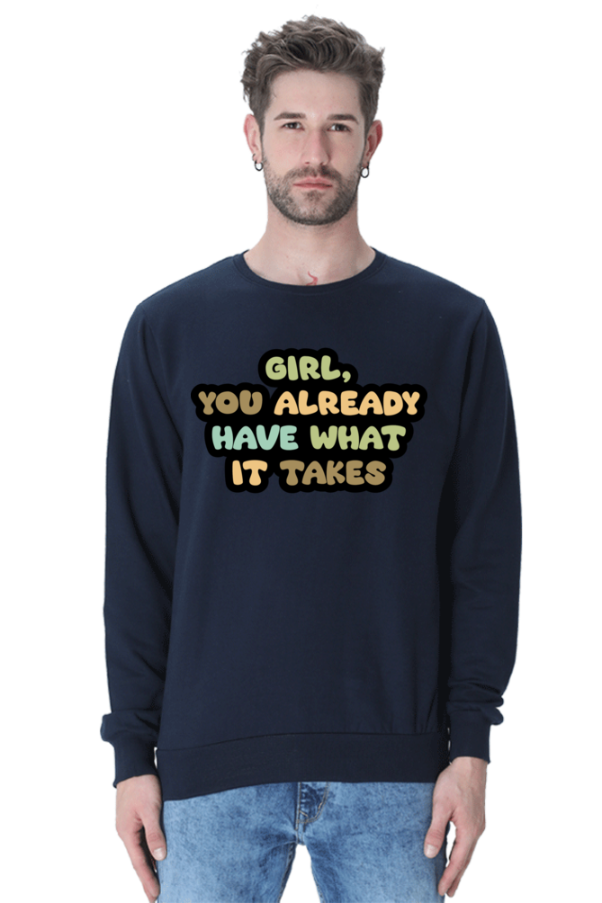 Girl Unisex Casual Sweatshirt Navy Blue