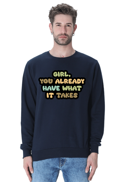 Girl Unisex Casual Sweatshirt Navy Blue