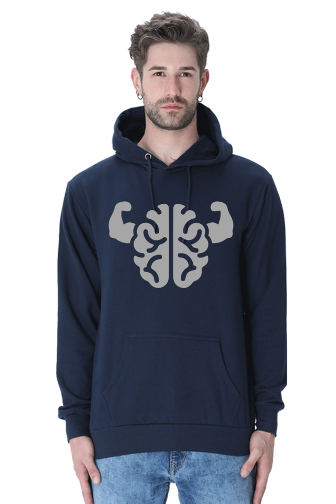 Brain power Unisex Casual Hoodie Navy Blue