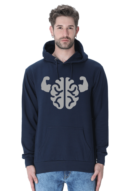 Brain power Unisex Casual Hoodie Navy Blue