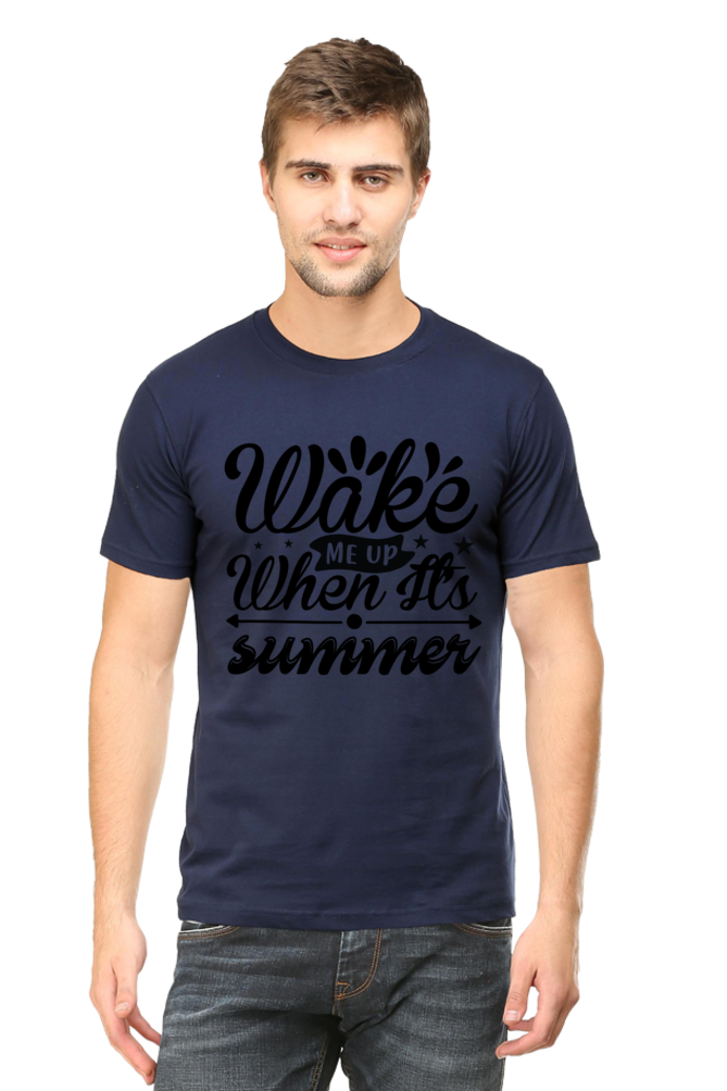 Wake me up Half Sleeve T-Shirt Navy Blue