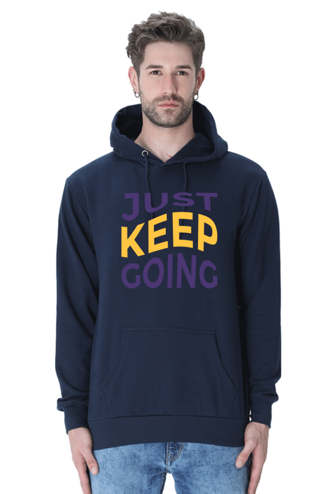 Just Keep Going Unisex Casual Hoodie Navy Blue