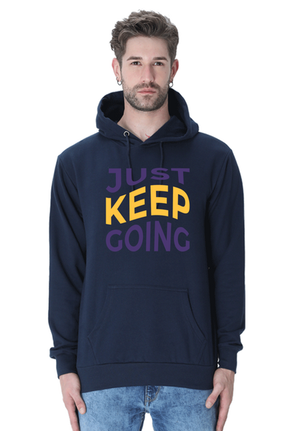 Just Keep Going Unisex Casual Hoodie Navy Blue