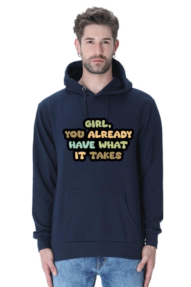 Girl Unisex Casual Hoodie Navy Blue