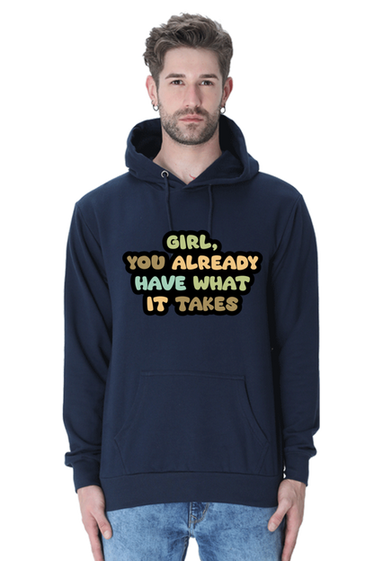 Girl Unisex Casual Hoodie Navy Blue