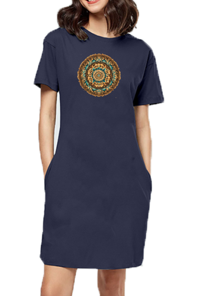 Brown Women's T-Shirt Dress Navy Blue