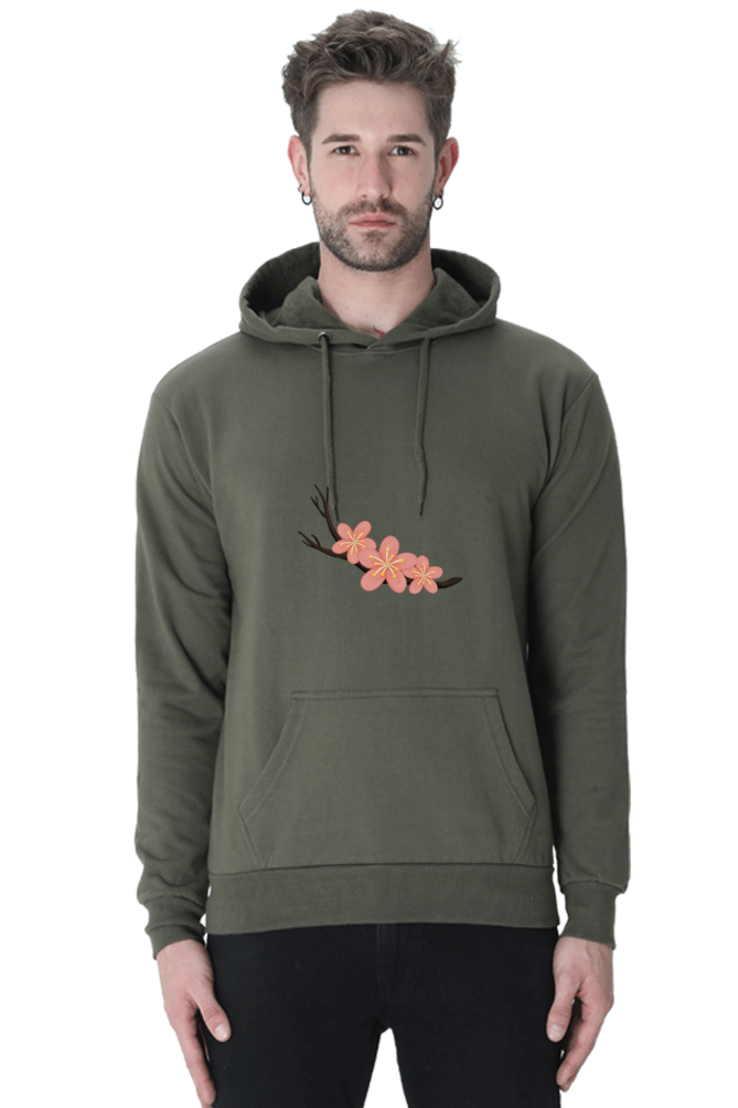 Sakura Unisex Casual Hoodie Olive Green