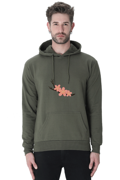 Sakura Unisex Casual Hoodie Olive Green