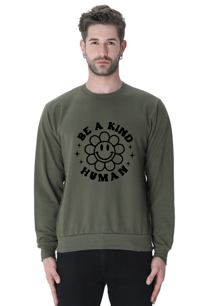 Be a Kind Human Casual Sweatshirt Olive Green