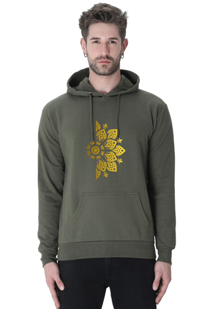 Golden Mandala Right Casual Hoodie Olive Green