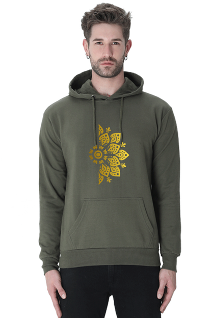 Golden Mandala Right Casual Hoodie Olive Green