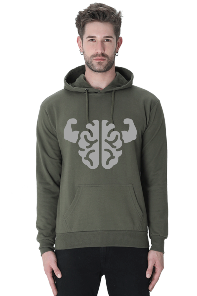 Brain power Unisex Casual Hoodie Olive Green