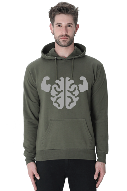 Brain power Unisex Casual Hoodie Olive Green