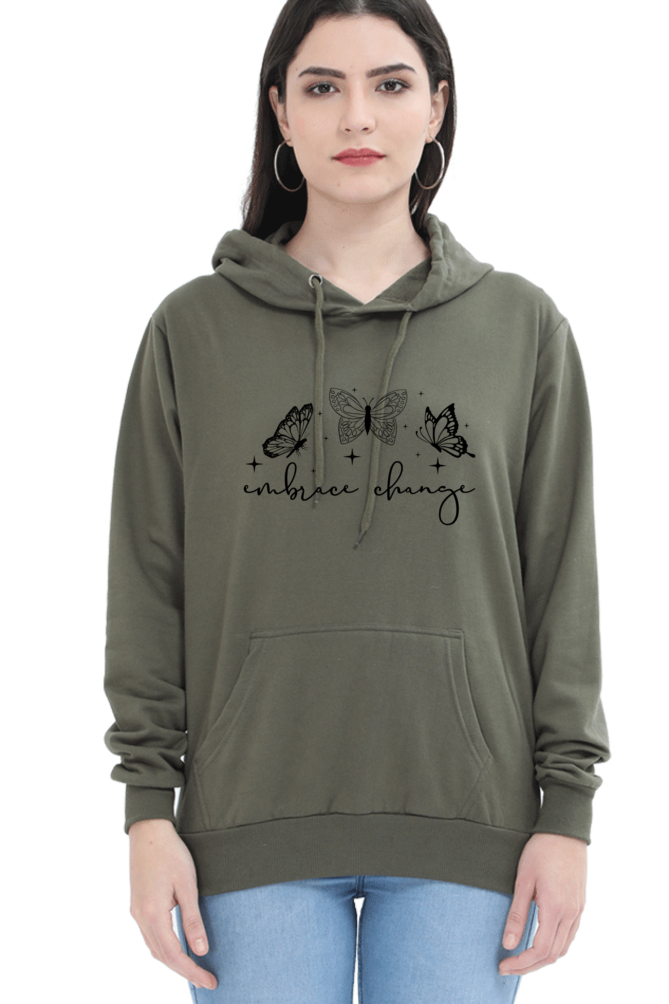 Embrace Change Casual Hoodie Olive Green