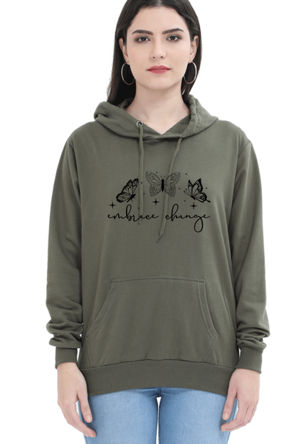 Embrace Change Casual Hoodie Olive Green