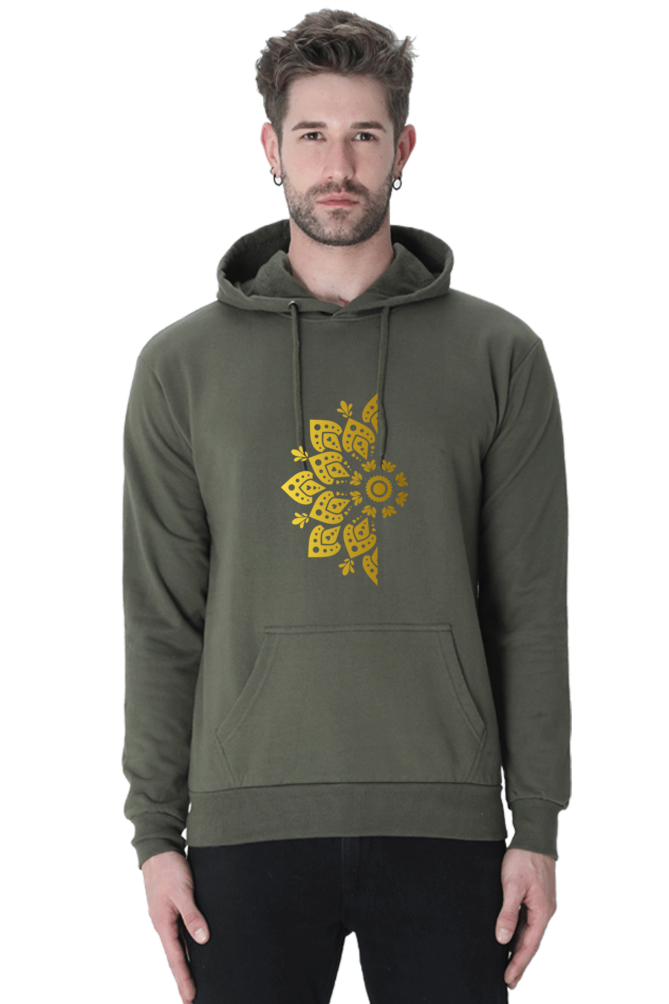 Golden Mandal Left Casual Hoodie Olive Green