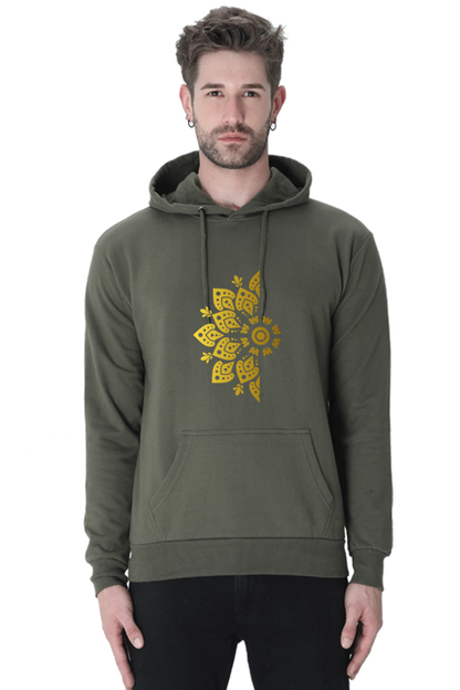 Golden Mandal Left Casual Hoodie Olive Green