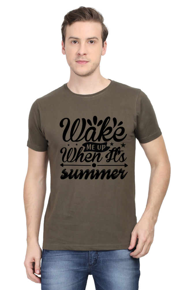 Wake me up Half Sleeve T-Shirt Olive Green