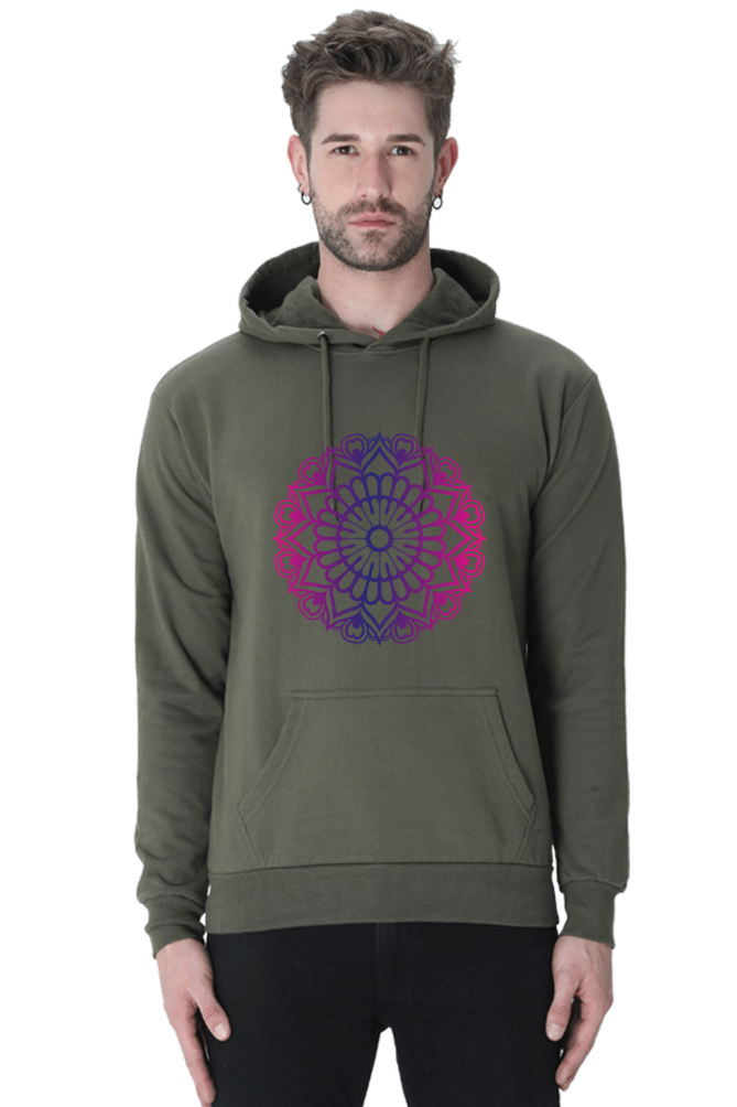 Purple Mandala Casual Hoodie Olive Green