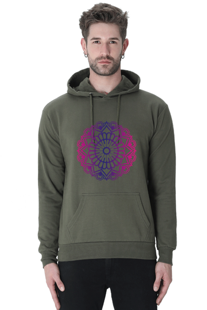 Purple Mandala Casual Hoodie Olive Green