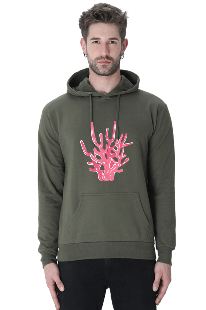 Coral Casual Hoodie Olive Green