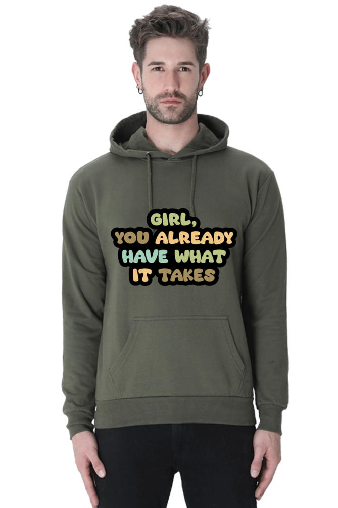 Girl Unisex Casual Hoodie Olive Green