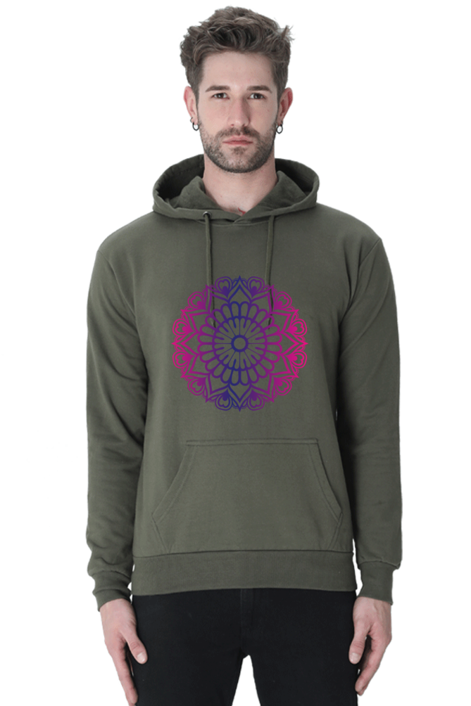 Purple Mandala Unisex Casual Hoodie Olive Green