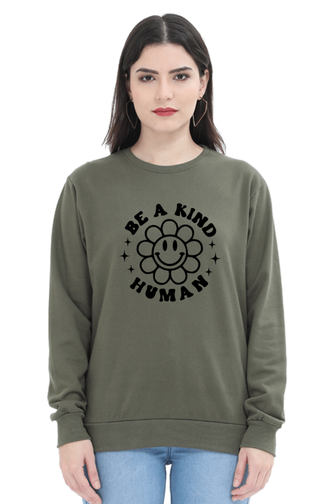 Be a Kind Human Casual Sweatshirt Olive Green