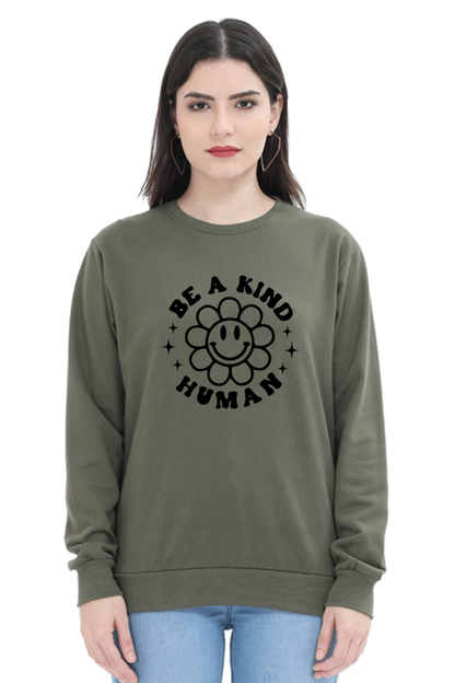 Be a Kind Human Casual Sweatshirt Olive Green