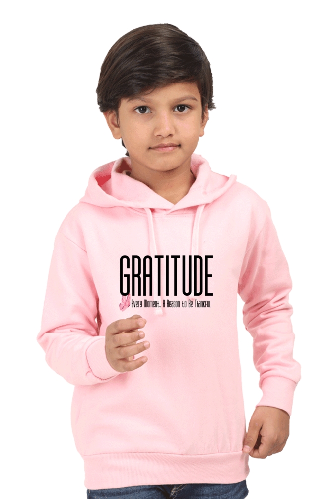 Gratitude Kids Hoodie Baby Pink