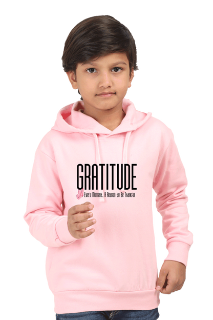 Gratitude Kids Hoodie Baby Pink