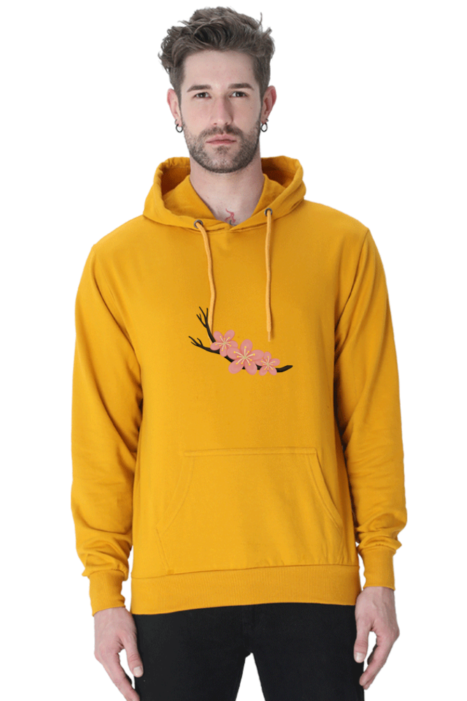 Sakura Unisex Casual Hoodie Mustard Yellow