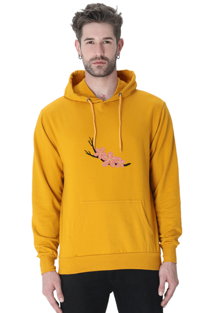 Sakura Unisex Casual Hoodie Mustard Yellow