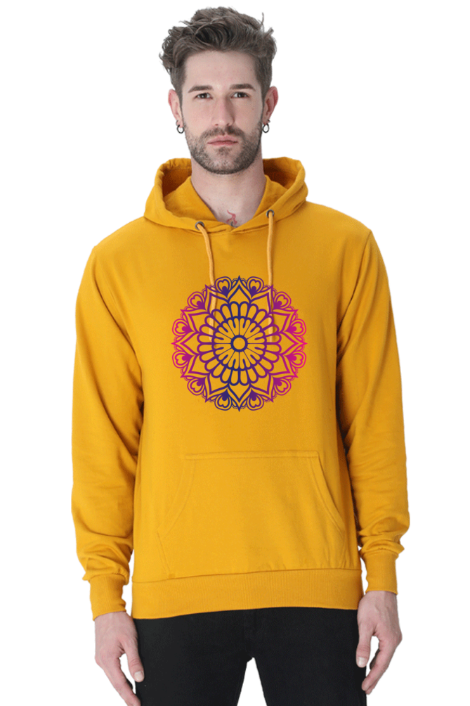 Purple Mandala Unisex Casual Hoodie Mustard Yellow