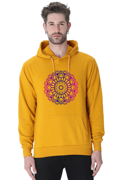 Purple Mandala Unisex Casual Hoodie Mustard Yellow