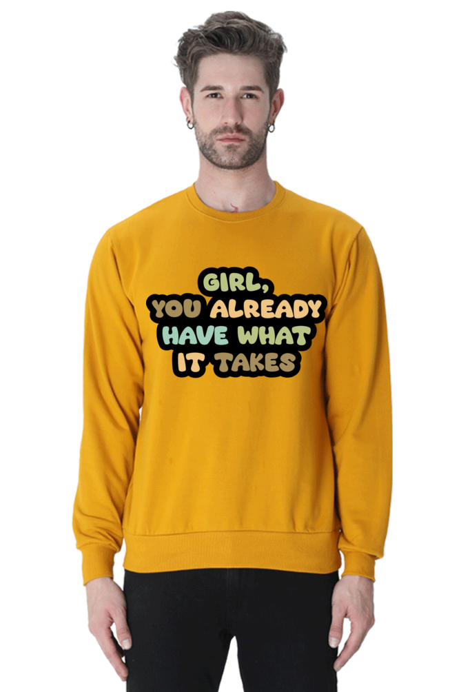 Girl Unisex Casual Sweatshirt Mustard Yellow