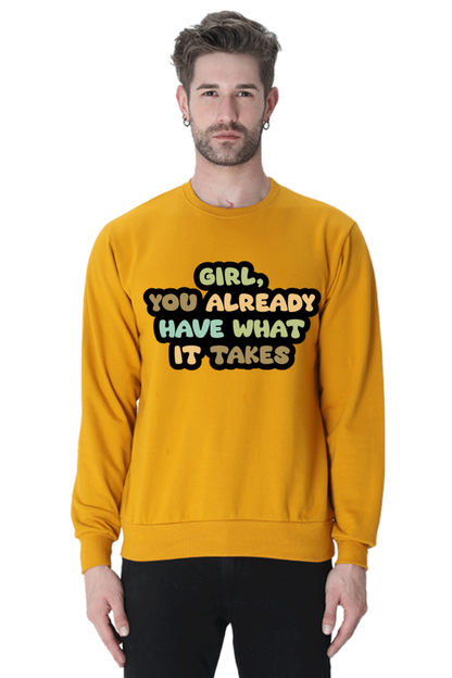 Girl Unisex Casual Sweatshirt Mustard Yellow