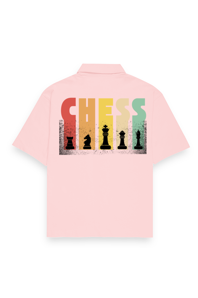 Chess Oversized Cotton Shirt Light Baby Pink