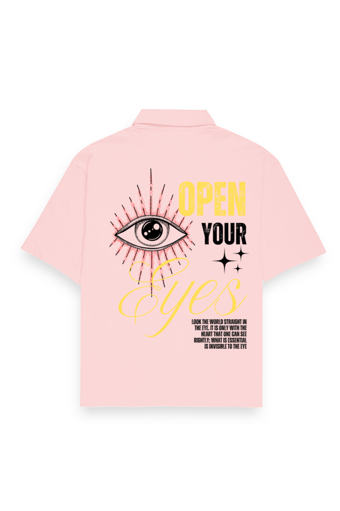 Eyes Dark Oversized Cotton Shirt Light Baby Pink