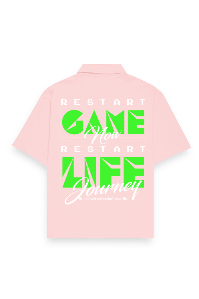 Restart Oversized Cotton Shirt Light Baby Pink
