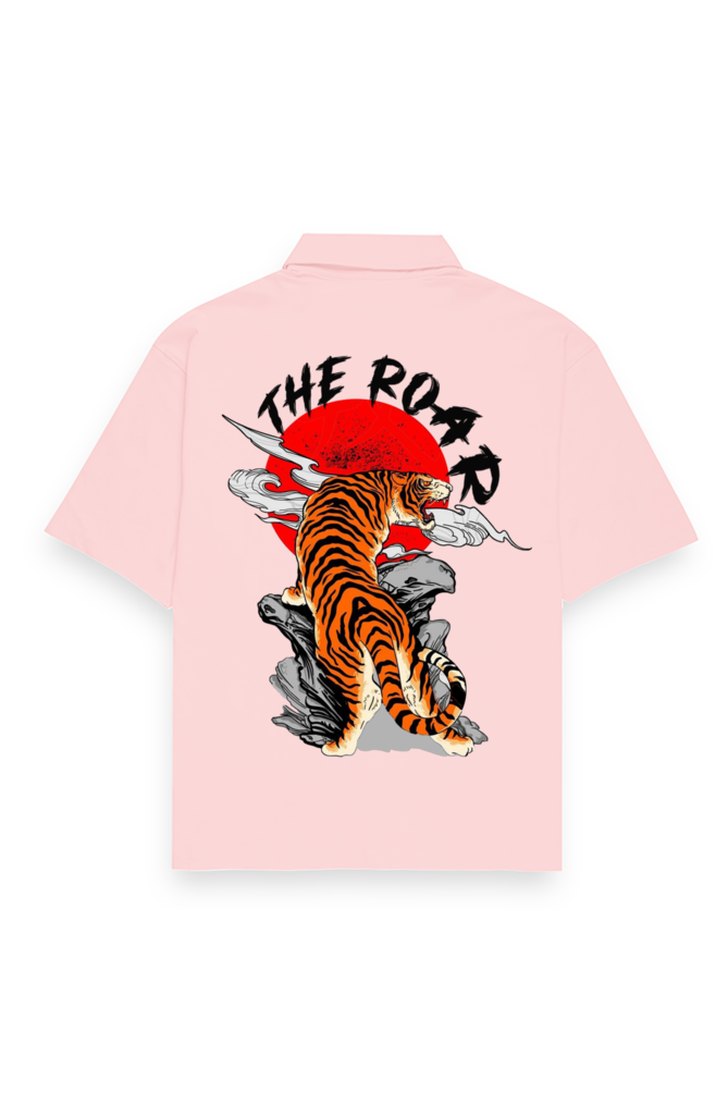 Tiger Oversized Cotton Shirt Light Baby Pink