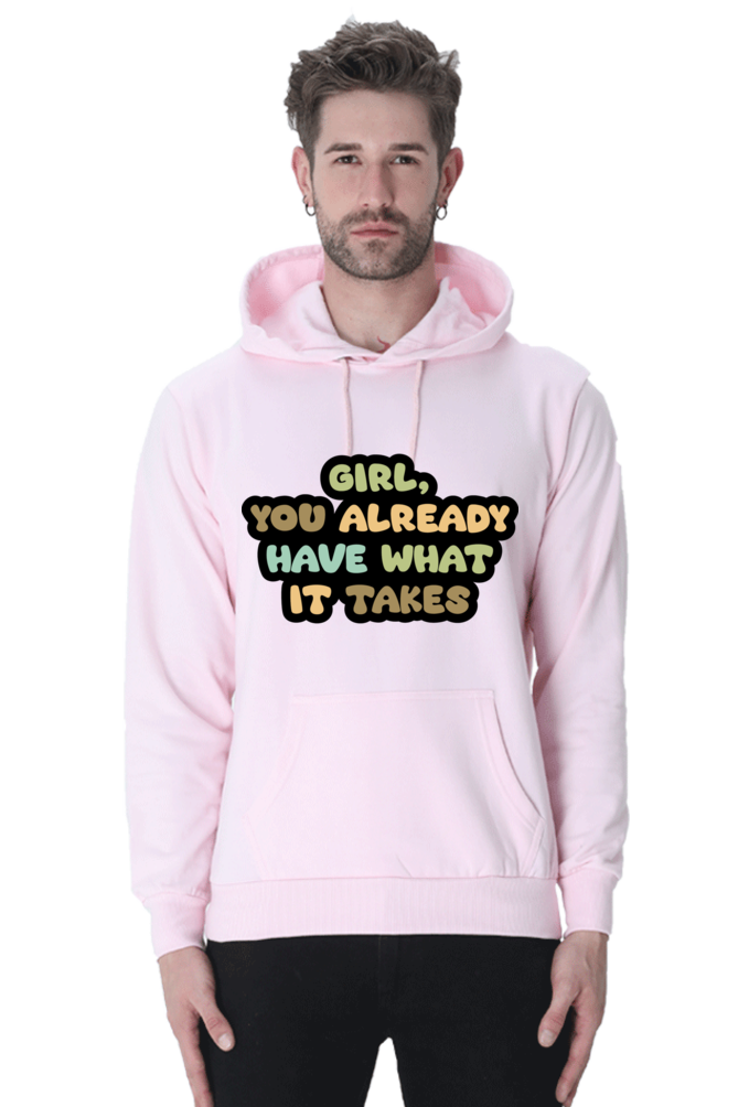 Girl Unisex Casual Hoodie Light Baby Pink