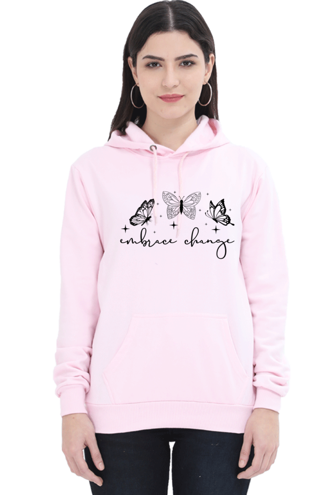 Embrace Change Casual Hoodie Light Baby Pink