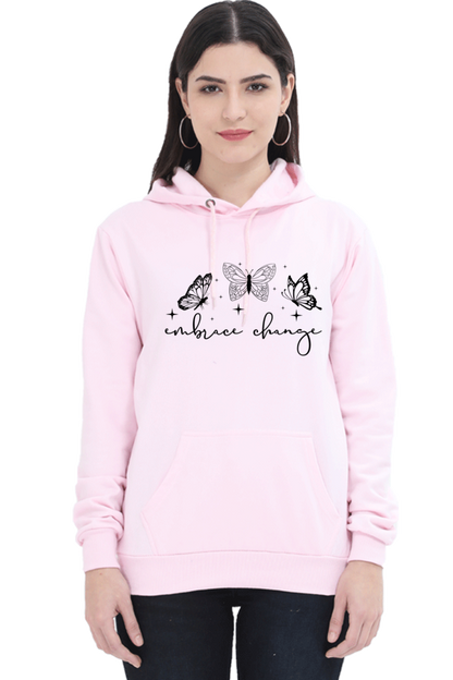 Embrace Change Casual Hoodie Light Baby Pink